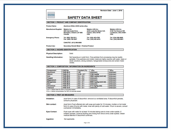 Safety Data Sheet 6000 Series